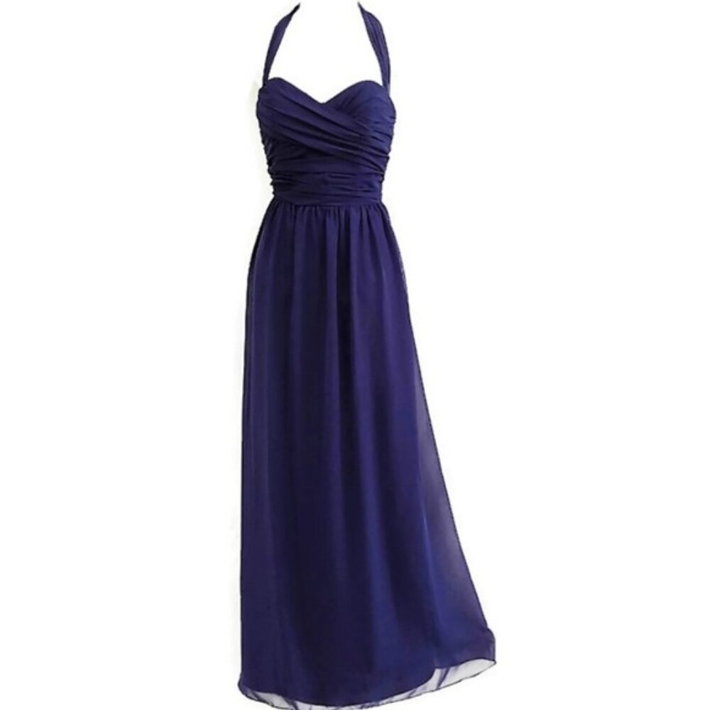 Alfred Angelo Gown Elegant Navy Blue Sweetheart Back Zip Tie Halter Formal S